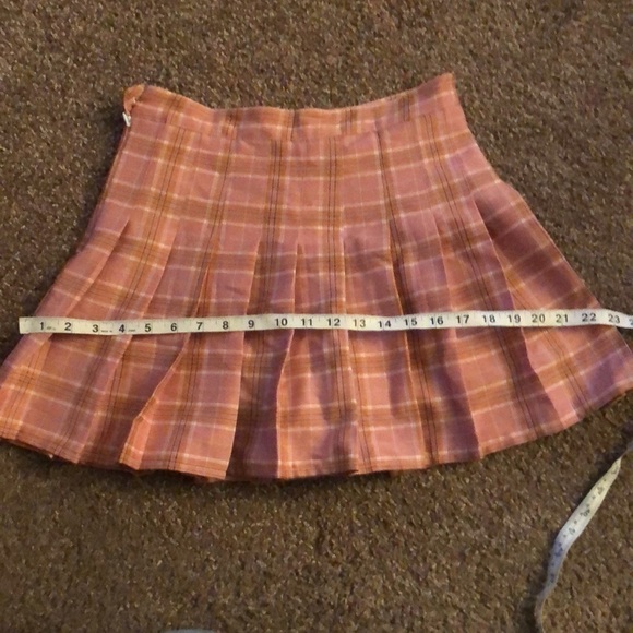 Pink plaid pleated high waist school girl skirt size small - Picture 12 of 14